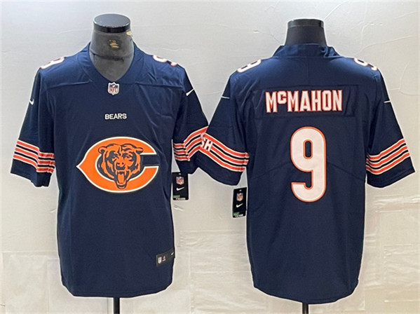 Chicago Bears #9 Jim McMahon Navy Team Big Logo Limited Vapor Untouchable Limited Stitched Jersey
