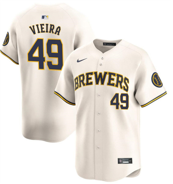 Milwaukee Brewers #49 Thyago Vieira Cream Home Limited Stitched Jersey