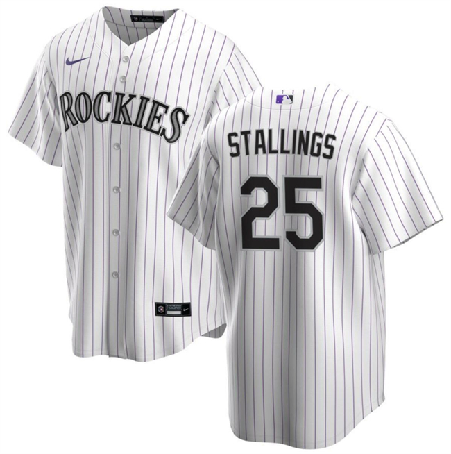 Colorado Rockies #25 Jacob Stallings White Cool Base Stitched Jersey