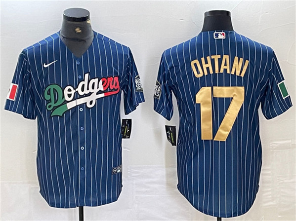 Los Angeles Dodgers #17 Shohei Ohtani Blue Gold Cool Base Stitched Jersey