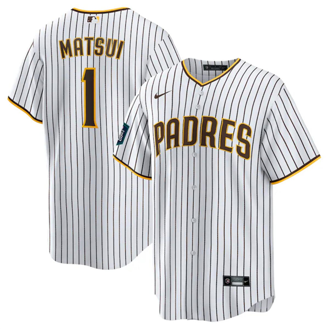 San Diego Padres #1 Yuki Matsui White 2024 World Tour Seoul Series Home Stitched Jersey