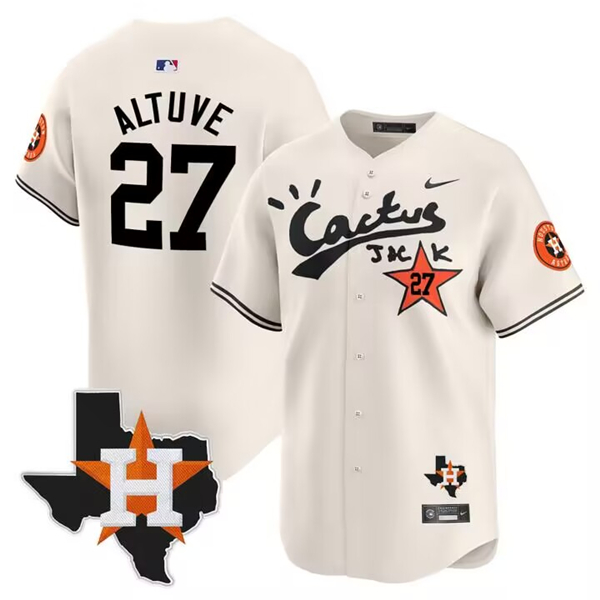 Houston Astros #27 Jose Altuve Cream Cactus Jack Vapor Premier Limited Stitched Jersey