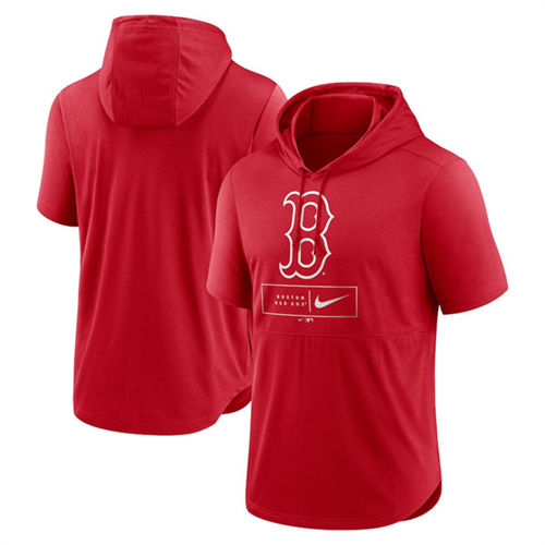 Boston Red Sox Red Short Sleeve Pullover Hoodie