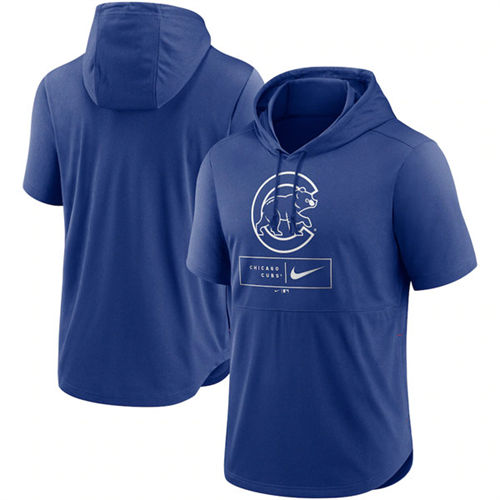 Chicago Cubs Blue Short Sleeve Pullover Hoodie