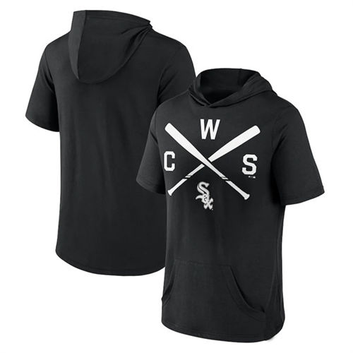 Chicago White Sox Black Short Sleeve Pullover Hoodie