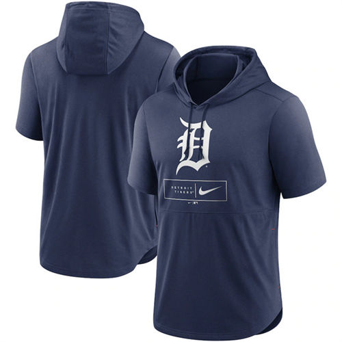 Detroit Tigers Navy Short Sleeve Pullover Hoodie