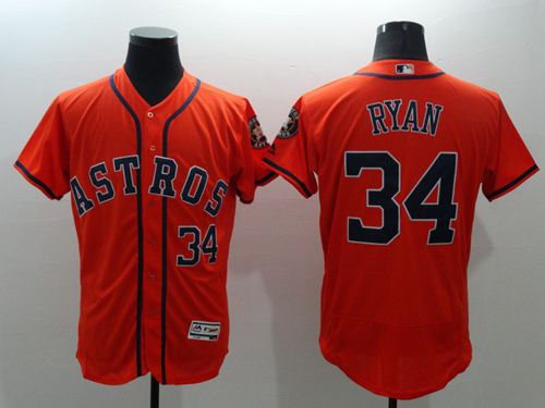 Astros #34 Nolan Ryan Orange Flexbase Authentic Collection Stitched Jersey