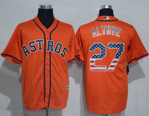 Astros #27 Jose Altuve Orange USA Flag Fashion Stitched Jersey