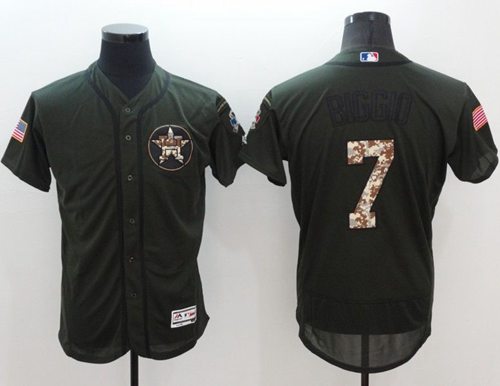 Astros #7 Craig Biggio Green Flexbase Authentic Collection Salute To Service Stitched Jersey