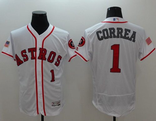 Astros #1 Carlos Correa White Fashion Stars Stripes Flexbase Authentic Stitched Jersey