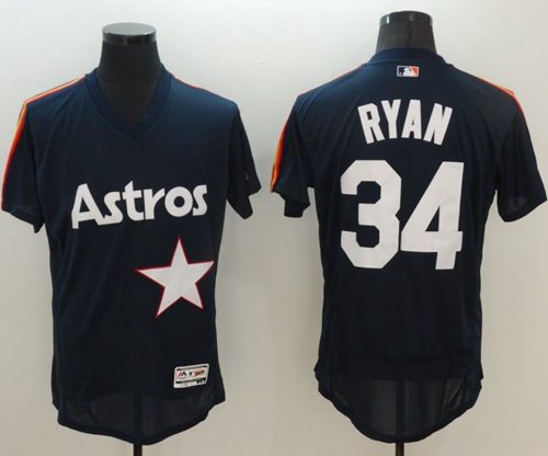 Astros #34 Nolan Ryan Navy Blue Flexbase Authentic Collection Cooperstown Stitched Jersey