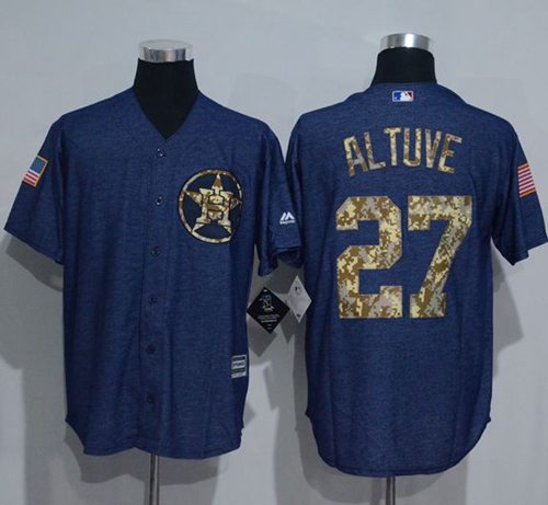 Astros #27 Jose Altuve Denim Blue Salute To Service Stitched Jersey