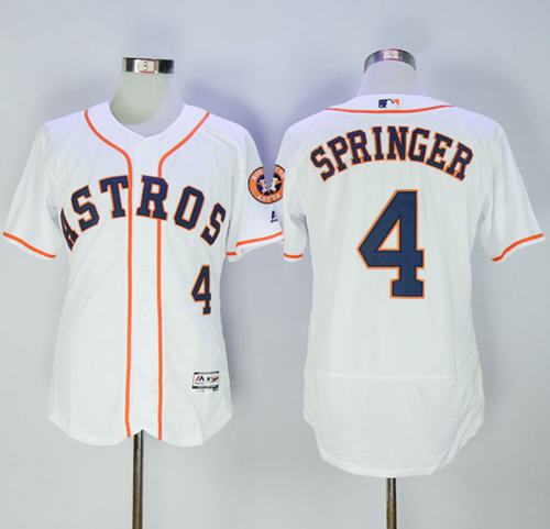 Astros #4 George Springer White Flexbase Authentic Collection Stitched Jersey
