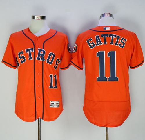 Astros #11 Evan Gattis Orange Flexbase Authentic Collection Stitched Jersey