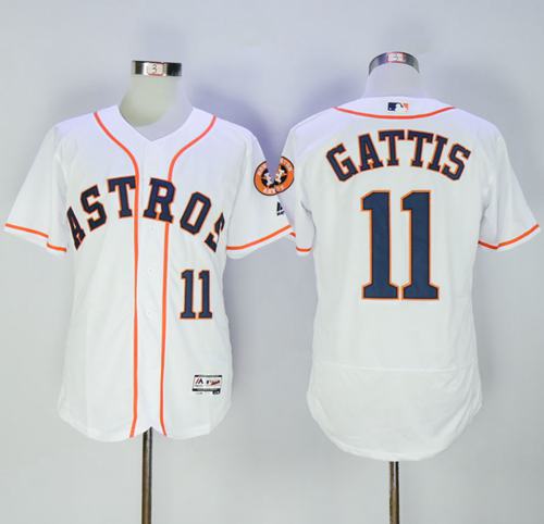 Astros #11 Evan Gattis White Flexbase Authentic Collection Stitched Jersey