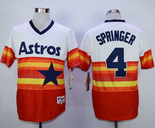 Astros #4 George Springer White Orange 1980 Turn Back The Clock Stitched Jersey