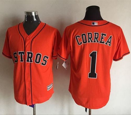 Astros #1 Carlos Correa Orange New Cool Base Stitched Jersey