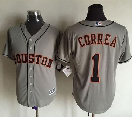 Astros #1 Carlos Correa Grey New Cool Base Stitched Jersey