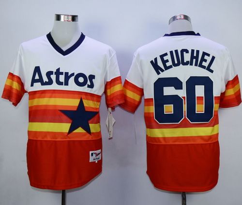 Astros #60 Dallas Keuchel White Orange 1980 Turn Back The Clock Stitched Jersey