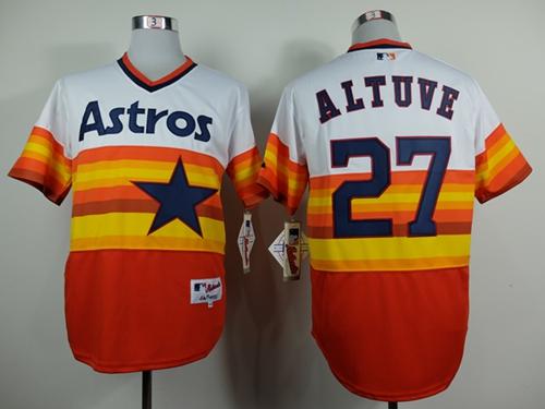 Astros #27 Jose Altuve White Orange 1980 Turn Back The Clock Stitched Jersey