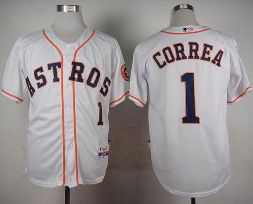Astros #1 Carlos Correa White Cool Base Stitched Jersey