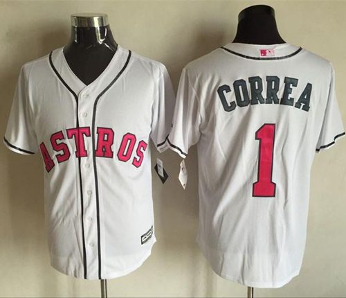 Astros #1 Carlos Correa White New Cool Base 2016 Mother's Day Stitched Jersey