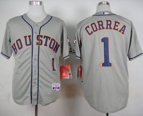 Astros #1 Carlos Correa Grey Cool Base Stitched Jersey