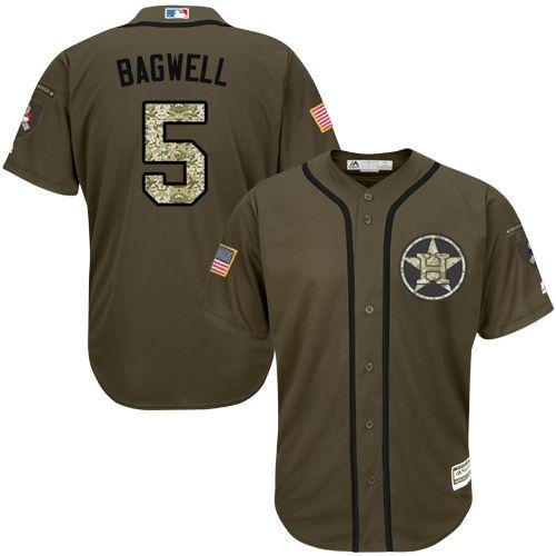 Astros #5 Jeff Bagwell Green Salute To Service Stitched Jersey