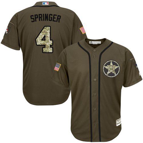 Astros #4 George Springer Green Salute To Service Stitched Jersey