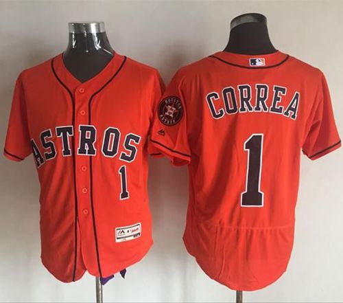 Astros #1 Carlos Correa Orange Flexbase Authentic Collection Stitched Jersey