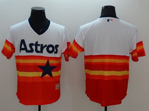 Astros Blank White Orange Flexbase Authentic Collection Cooperstown Stitched Jersey