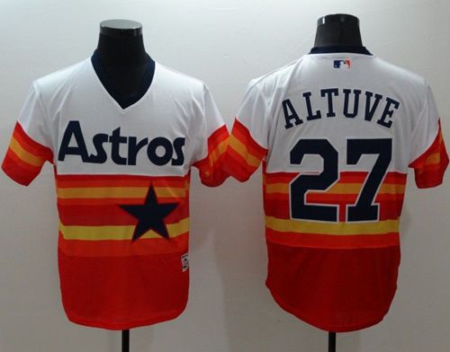 Astros #27 Jose Altuve White Orange Flexbase Authentic Collection Cooperstown Stitched Jersey