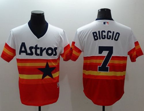 Astros #7 Craig Biggio White Orange Flexbase Authentic Collection Cooperstown Stitched Jersey