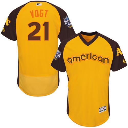 Athletics #21 Stephen Vogt Gold Flexbase Authentic Collection 2016 All-Star American League Stitched Jersey