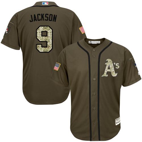 Athletics #9 Reggie Jackson Green Salute To Service Stitched Jersey