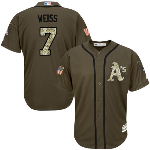Athletics #7 Walt Weiss Green Salute To Service Stitched Jersey