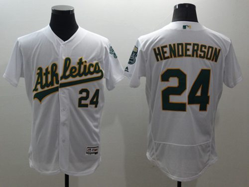 Athletics #24 Rickey Henderson White Flexbase Authentic Collection Stitched Jersey