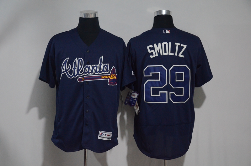 Atlanta Braves #29 John Smoltz Navy Flexbase Stitched Jersey