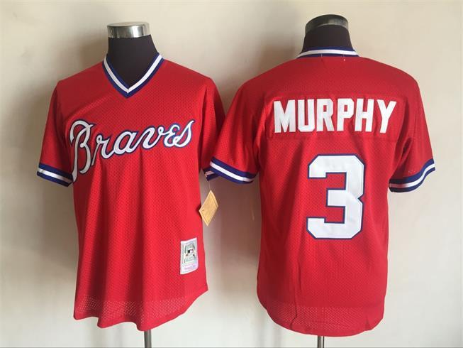 Atlanta Braves #3 Dale Murphy Mitchell And Ness Red 1980 Throwback Stitched Jersey