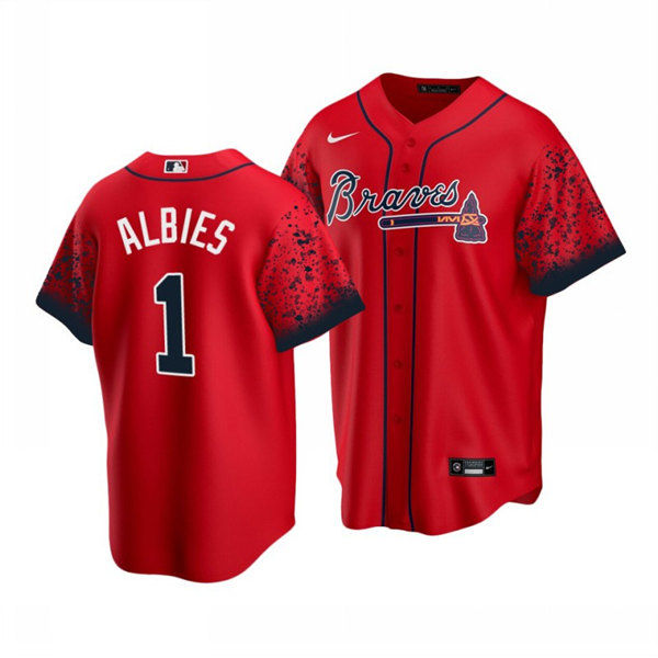 Atlanta Braves #1 Ozzie Albies 2021 Red Cool Base Stitched Jersey