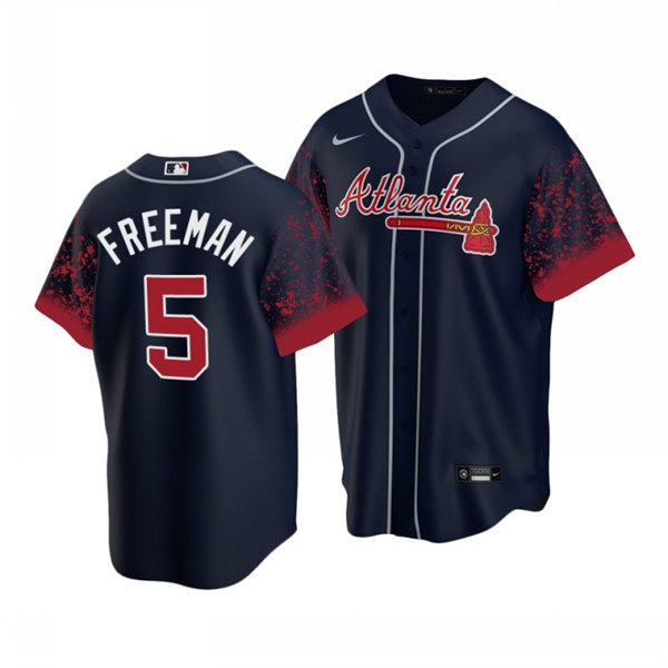 Atlanta Braves #5 Freddie Freeman 2021 Navy Cool Base Stitched Jersey