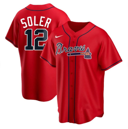Atlanta Braves #12 Jorge Soler Red Cool Base Stitched Jersey