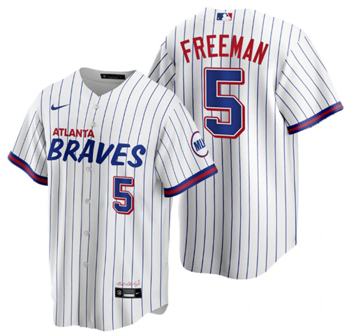 Atlanta Braves #5 Freddie Freeman 2021 White City Connect Stitched Jersey