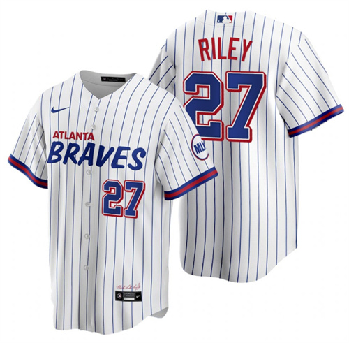 Atlanta Braves #27 Austin Riley 2021 White City Connect Stitched Jersey