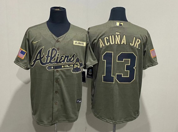Atlanta Braves #13 Ronald Acuña Jr. 2021 Camo Salute To Service Cool Base Stitched Jersey