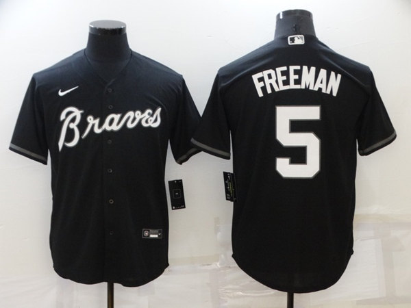 Atlanta Braves #5 Freddie Freeman Black Cool Base Stitched Jersey