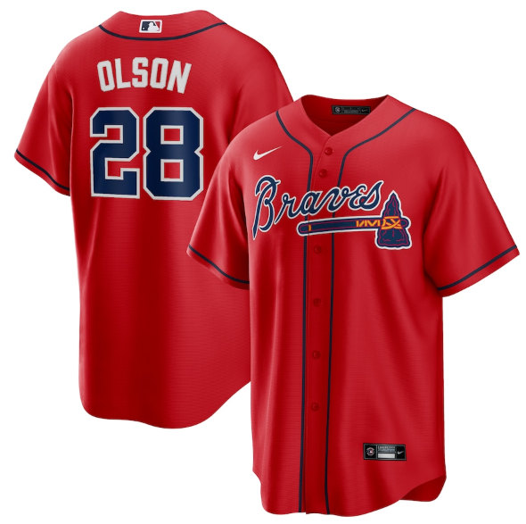 Atlanta Braves #28 Matt Olson Red Cool Base Stitched Baseball Jersey