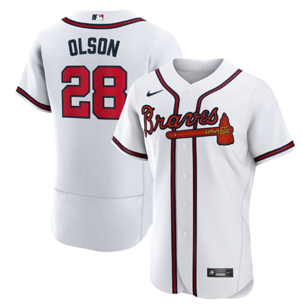 Atlanta Braves #28 Matt Olson White Flex Base Stitched Baseball Jersey