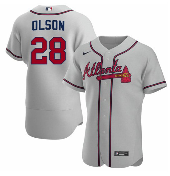Atlanta Braves #28 Matt Olson Gray Flex Base Stitched Baseball Jersey