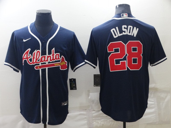 Atlanta Braves #28 Matt Olson Navy Cool Base Stitched Baseball Jersey